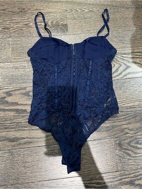 Free People Navy Lace Bodysuit